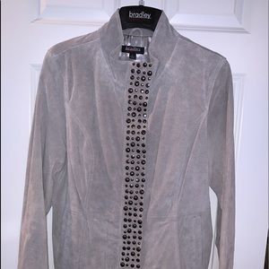 NEW Gray Suede Leather Jacket, L